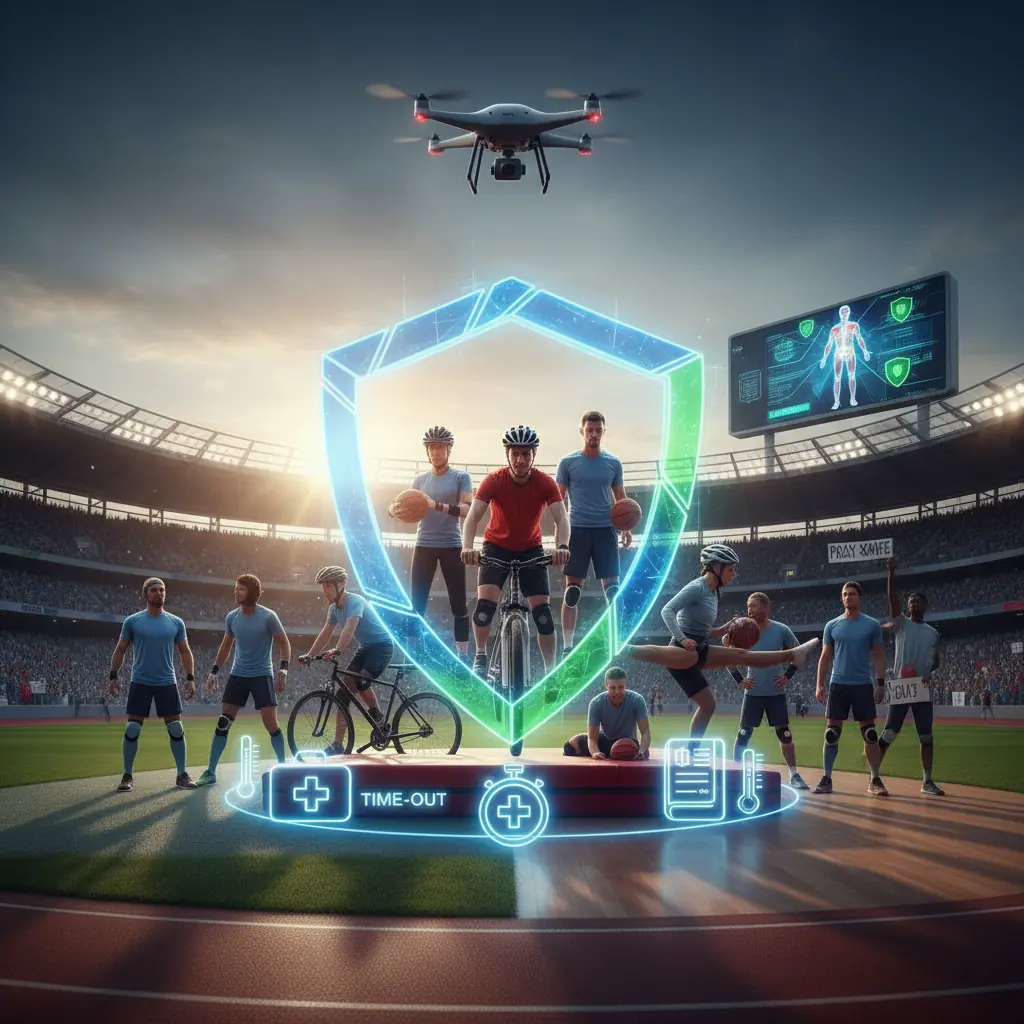 Digital safety shield over athletes